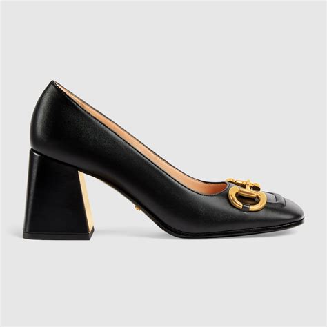 printed mid heel pump with horsebit gucci florence